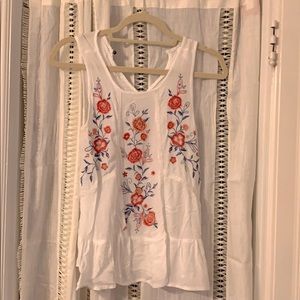 Floral embroidered tank